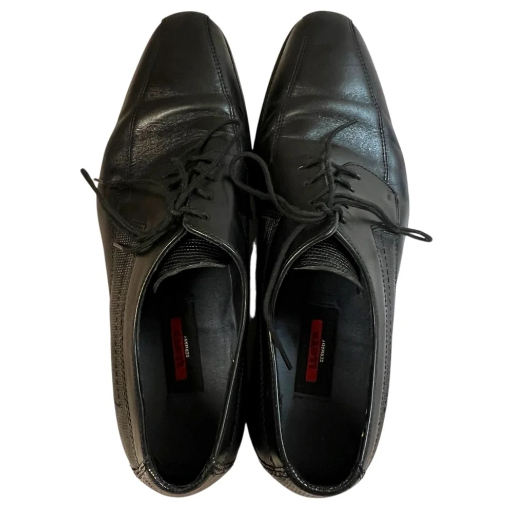 Lloyd Germany Men’s Black Leather Lace-Up Dress Shoes Size 9.5 F Textured Panels